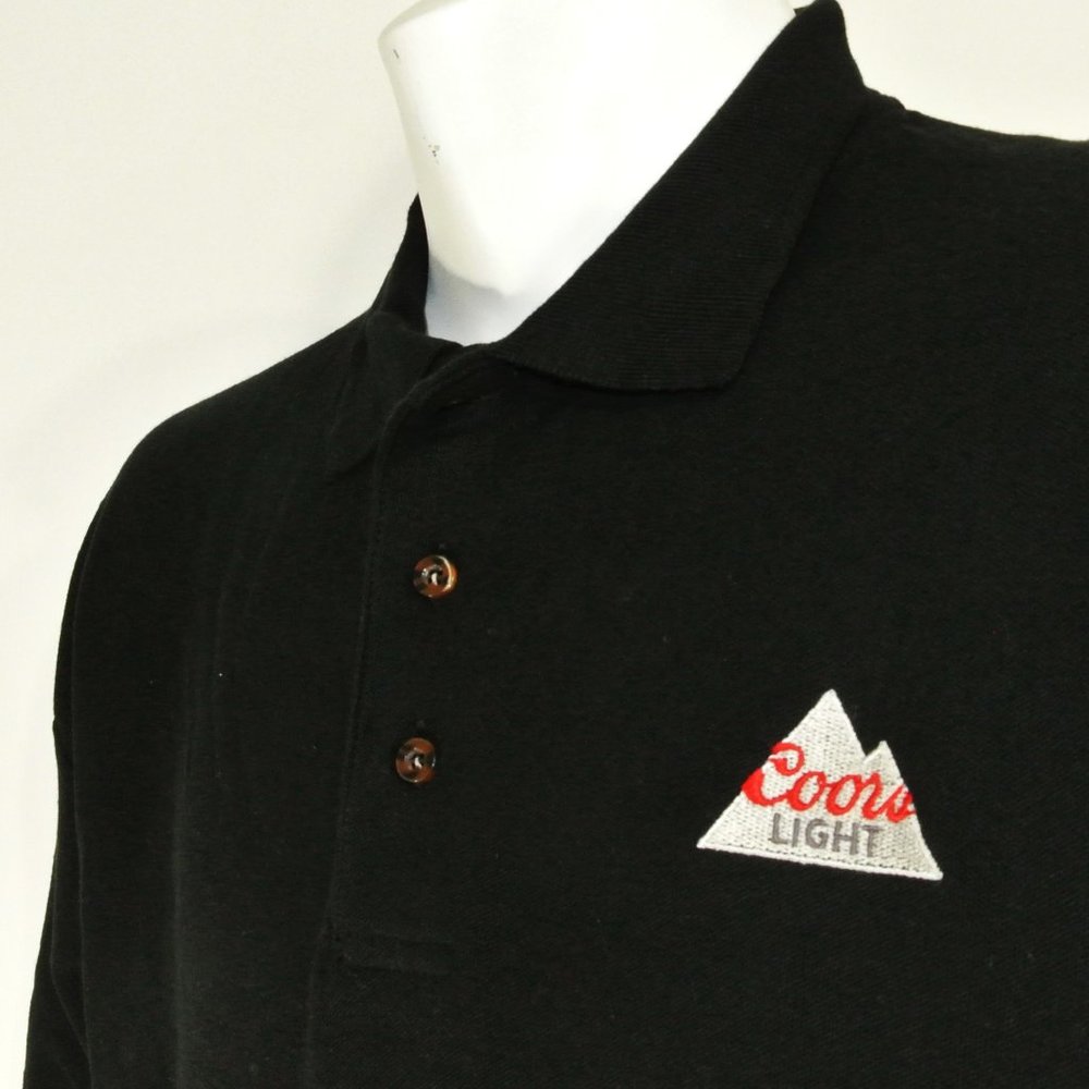 COORS LIGHT Beer Employee Uniform Polo Shirt Black NEW Size S Small